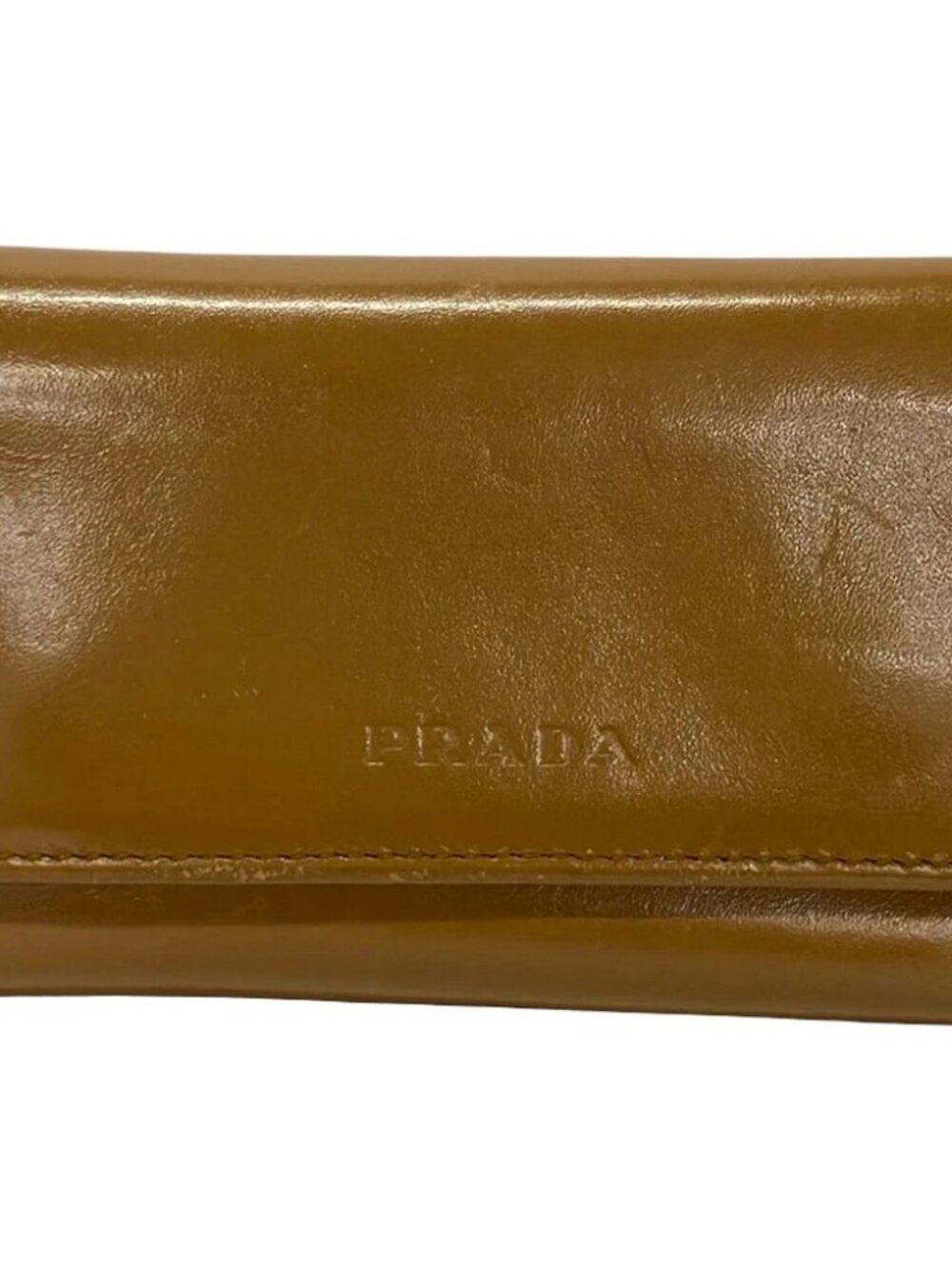 PRADA Light Brown Leather Hardware Key Case